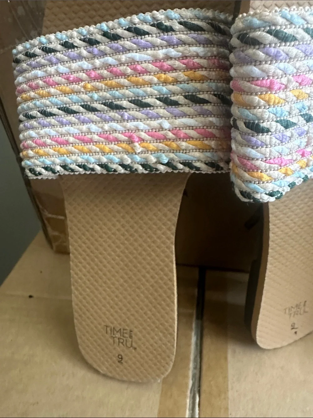 Time and Tru Pastel Multicolor Woven Strap Accent
